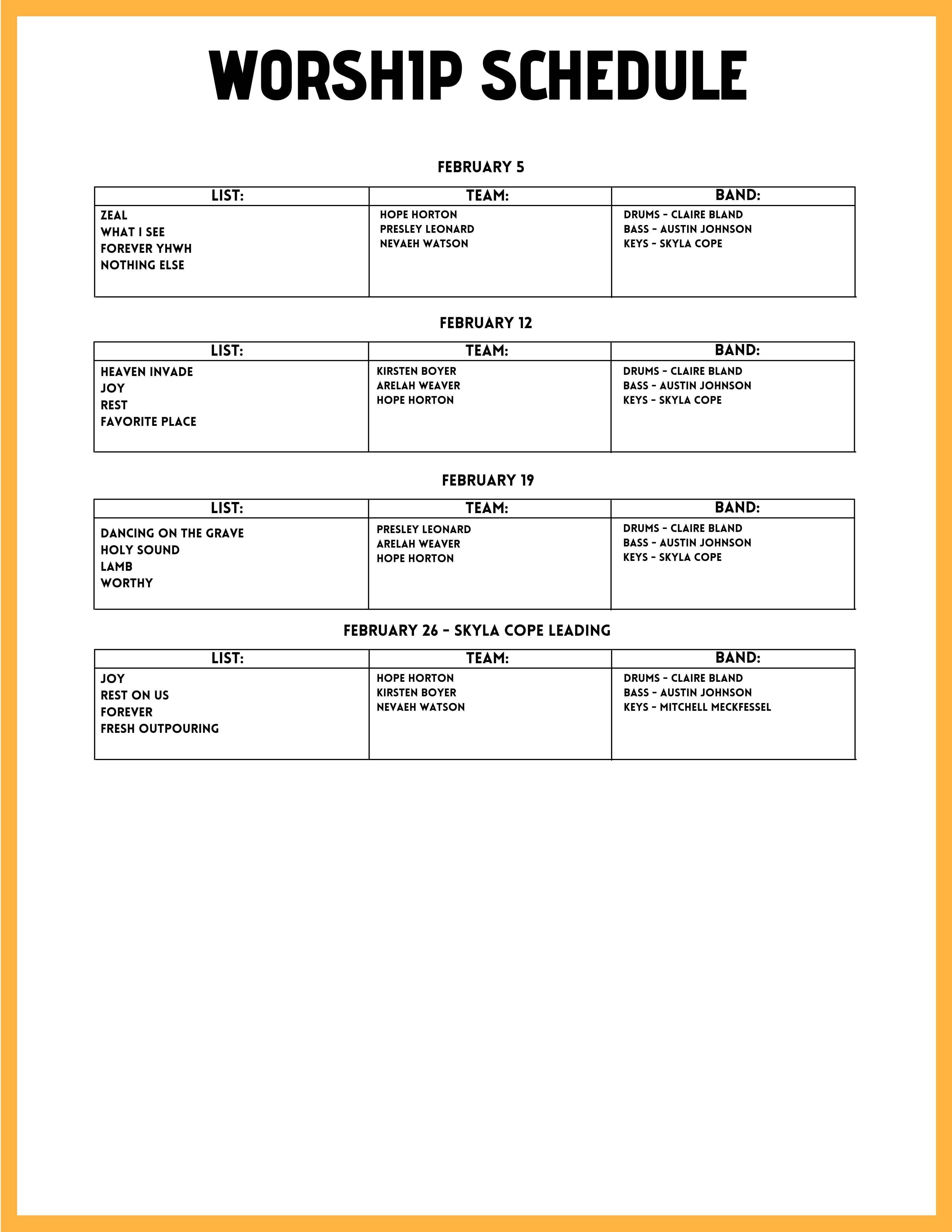 Schedules